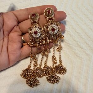Kashmiri Earrings- Indian Pakistani statement earrings with Jhumkas